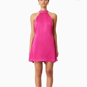 New-Elliatt Pink Halter- New 
Aria Backless Satin Party Dress in Pink